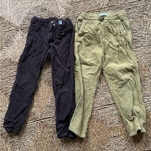 Two Pairs of Boys Corduroy Pants from Zara & H&M - Light Olive Green & Brown